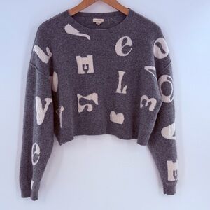 Anthropologie Pilcro The Alani Printed Cashmere Cropped Sweater Gray Size M